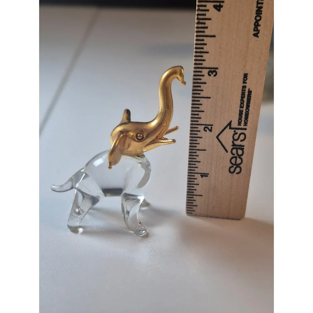 1950's Vintage Hand-Blown Glass Elephant -trunk‎ up for luck~Figurine
